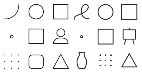 Abstract designs outline icons set &ndash; line, linear, creative concept symbols