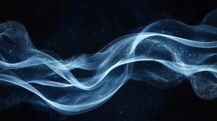 Dynamic Abstract Swirling Pattern with Shimmering Particles Creating an Ethereal Wave Design