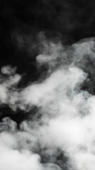 Abstract grayscale image of smoke against a black background.  Wispy, textured clouds of varying densities