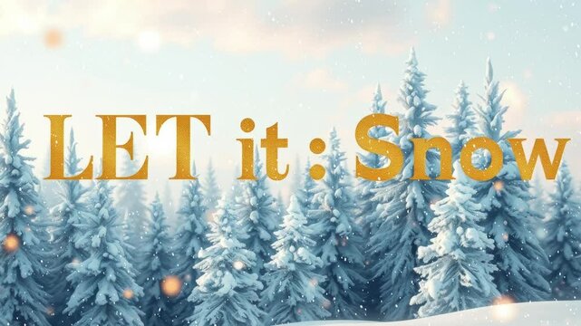 Snowy scene with trees and snow let it snow