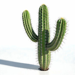 Realistic 3D cactus casting soft shadow on a crisp white background for plant decor and nature visuals
