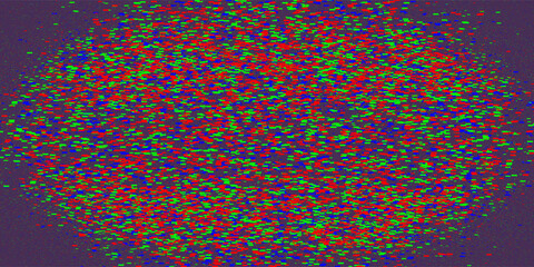 Abstract background with colorful glitch effect from pixels on dark screen. Digital Pixel color RGB noise error video frames. VHS and TV effect concept.