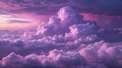 Majestic purple cloudscape dominating the sunset sky
