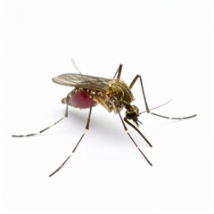 Fototapeta premium Mosquito close view over white background, no shadow
