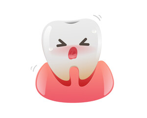 A diseased human tooth in the gum, illustrating a medico-dental concept of oral health. It shows a wobbly, falling, and unhealthy tooth, Tooth ache, Tooth pain