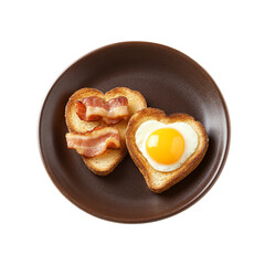 Delicious heart-shaped cookies and a tasty fried egg on a white plate make a sweet and savory breakfast