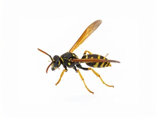 Wasp close view over white background, no shadow