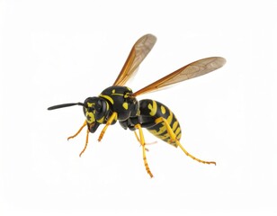 Wasp close view over white background, no shadow