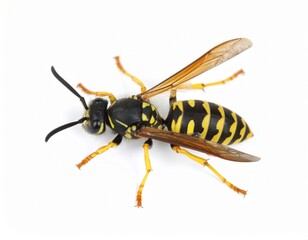 Wasp close view over white background, no shadow