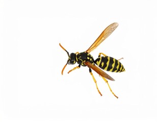 Wasp close view over white background, no shadow