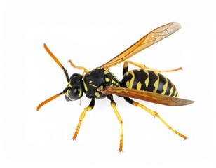 Wasp close view over white background, no shadow