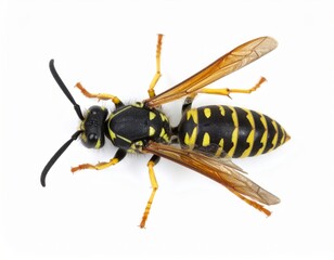 Wasp close view over white background, no shadow