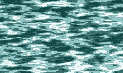 Green water surface. This abstract design presents a stylized depiction of moving water with bold contrasts and layered tonal depth.