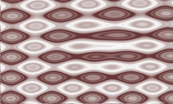 A retro-style abstract pattern with layered oval shapes in shades of brown and cream. The repeating wave-like design gives a vintage, hypnotic feel&mdash;ideal for fabric prints, wallpaper