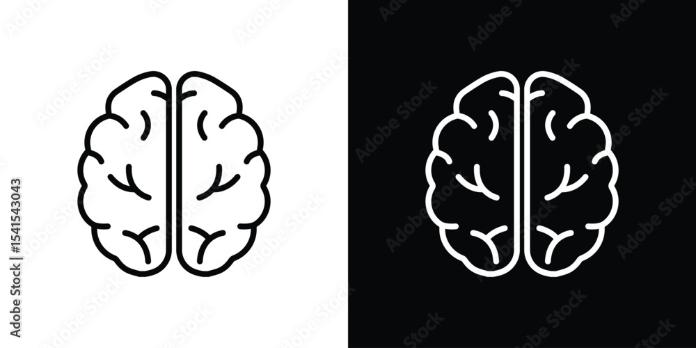 Poster brain icon design. simple stroke line vector icon set