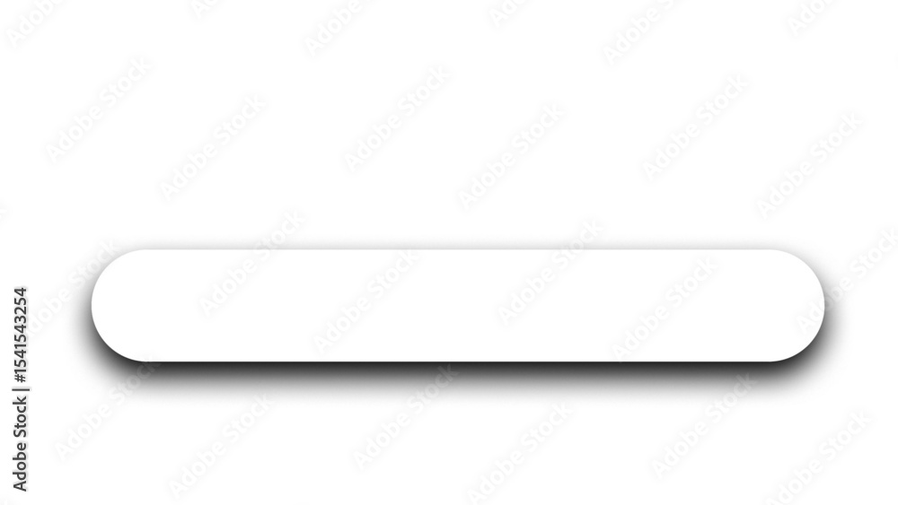 Poster Transparent White Web Button Vector: Rounded Rectangle with Soft Drop Shadow for User Interface on Clear Background