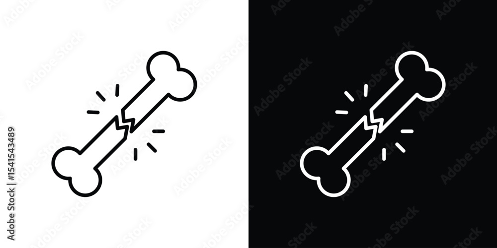 Poster bone break icon design. simple stroke line vector icon set
