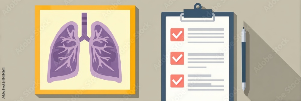 Poster lung cancer screening checklist highlighting age-specific guidelines for early detection and prevent