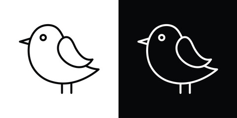 Bird icon design. simple stroke line vector icon set