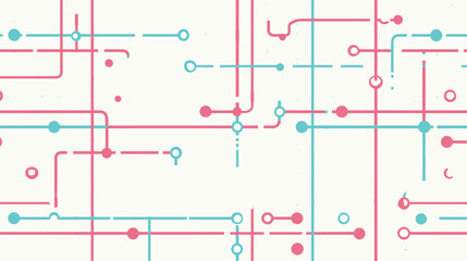 Colorful circles connect lines abstractly across dotted plain backdrop network