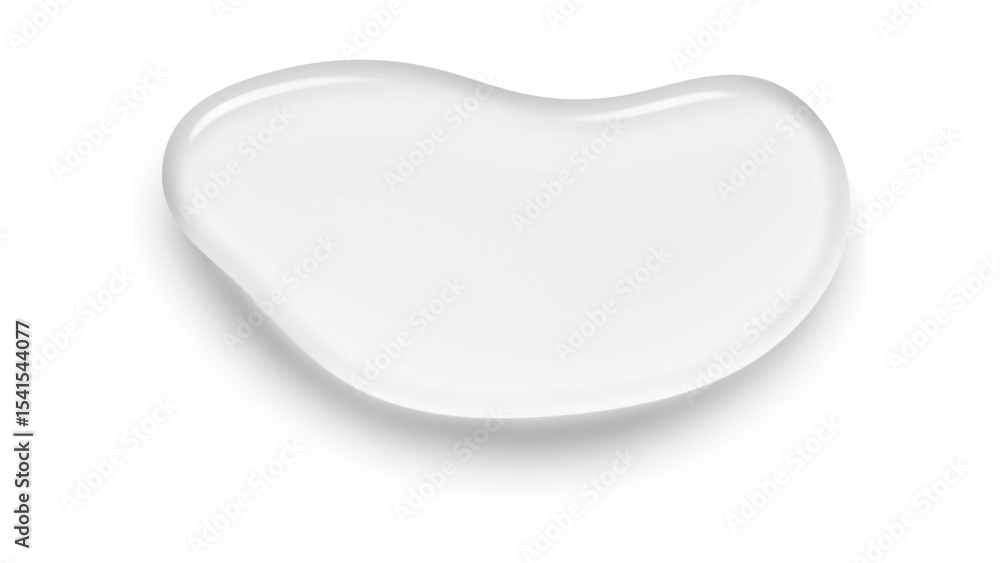 Poster transparent oval drop vector: shiny 3d liquid bubble with reflection and subtle shadow on clear back
