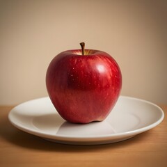 Fresh Red Apple on Plate
