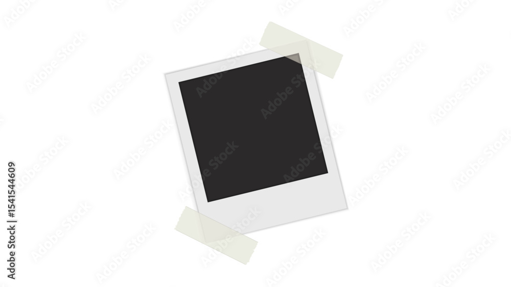 Aufkleber tilted polaroid photo frame vector - blank instant picture with tape & transparent background for me