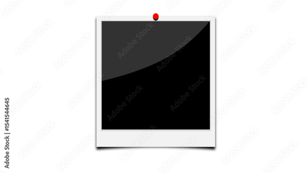 Poster instant polaroid photo frame vector - blank template with red pin and transparent background for mem