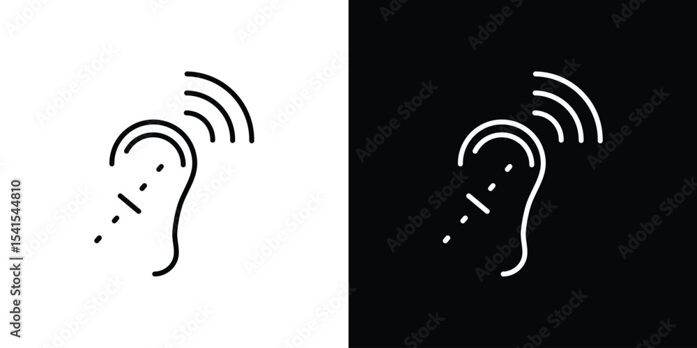 Poster assistive listening systems icon design. simple stroke line vector icon set