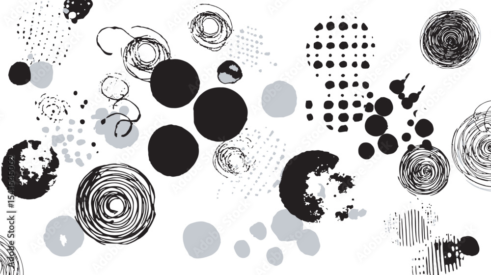 Poster abstract circles overlay against the backdrop to add dynamism aesthetic