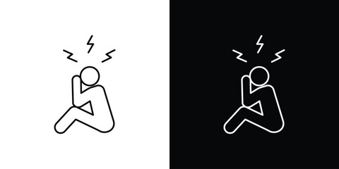 Anxiety or stress icon design. simple stroke line vector icon set
