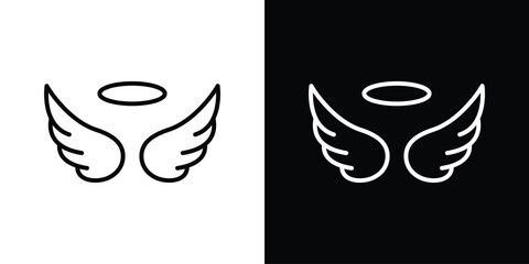 Angel icon design. simple stroke line vector icon set