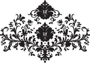 Elegant Floral Damask Design Element in Black and White