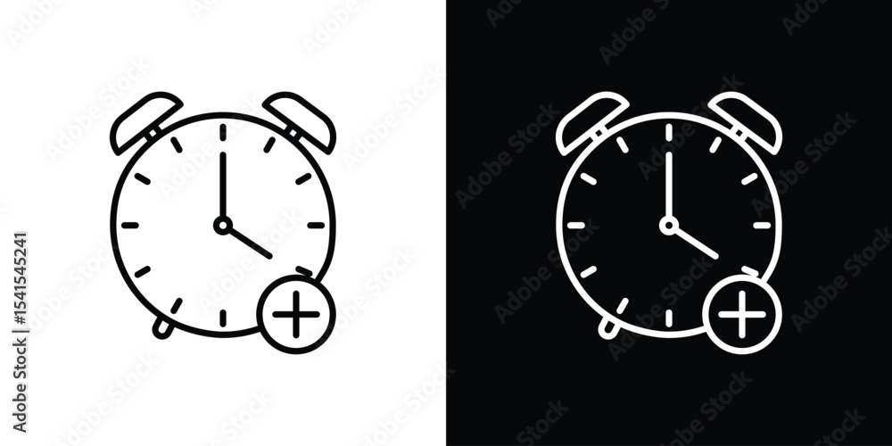 Poster alarm plus icon design. simple stroke line vector icon set