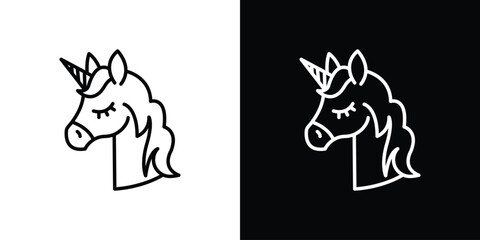 Alicorn icon design. simple stroke line vector icon set © Warpiya