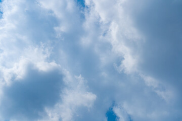 Obraz premium Blue Sky with White Clouds, Sunny Cloudy Sky Texture Background, Fluffy Clouds Pattern, Sunny Cumulus
