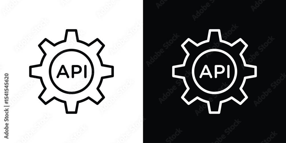 Poster api icon design. simple stroke line vector icon set