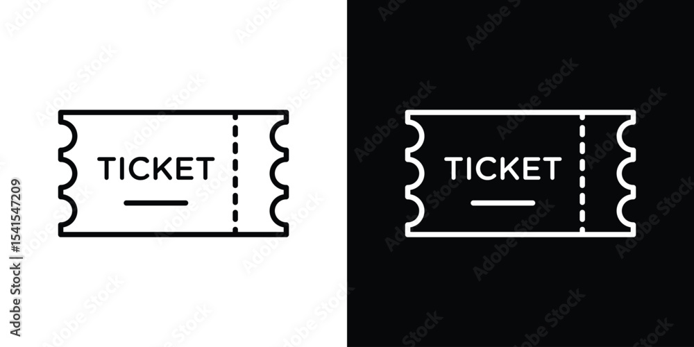 Poster ticket stub icon design. simple stroke line vector icon set