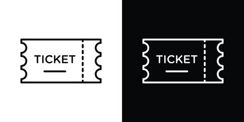 Ticket stub icon design. simple stroke line vector icon set