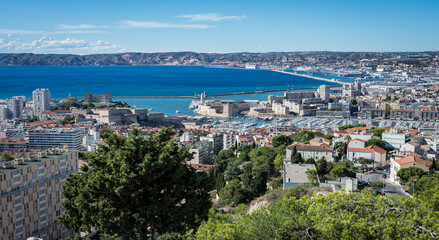 View across the rooftops of Marseille, France
