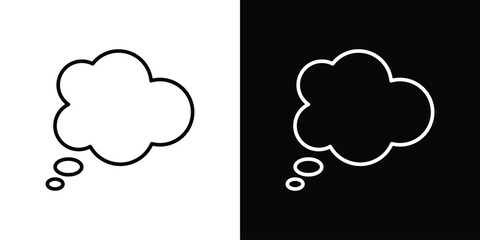 Think bubble icon design. simple stroke line vector icon set