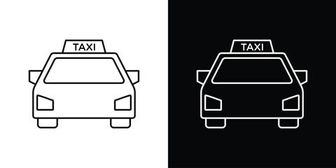 Taxi icon design. simple stroke line vector icon set