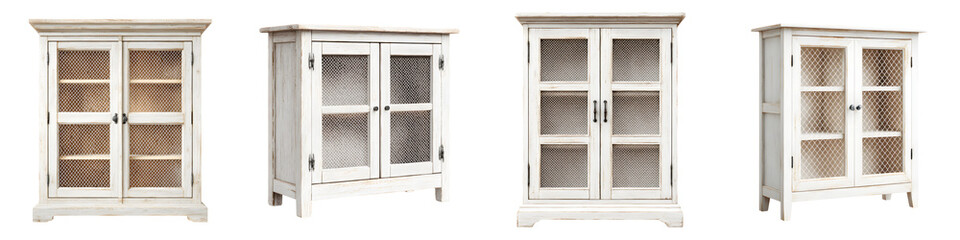 Elegant wooden display cabinets with glass doors