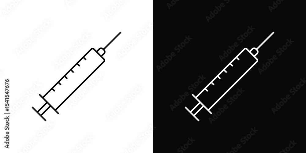 Poster syringe icon design. simple stroke line vector icon set