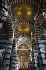Interior and nave of Basilica of Our Lady of the Watch, Mareseille, France