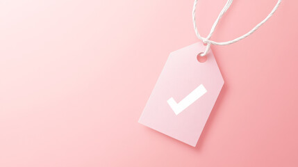 Minimalist Price Tags with Check Marks on Pink Background