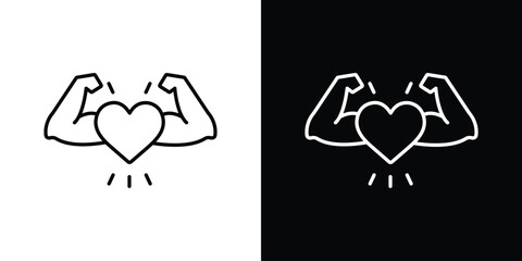 Strong heart icon design. simple stroke line vector icon set © Warpiya