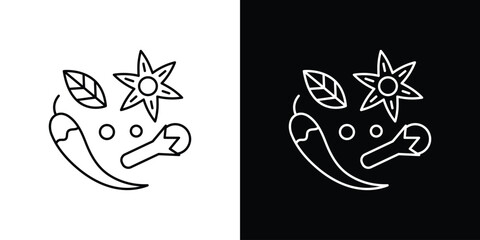 Spices icon design. simple stroke line vector icon set
