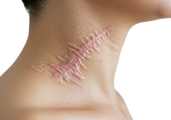 Psoriasis on Neck isolated on transparent baackground