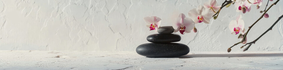 Zen Stones and Orchids for Relaxation and Harmony